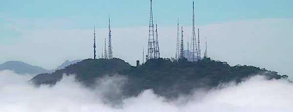 radio tower cloudy mountain