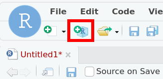 The new RStudio Project button in RStudio